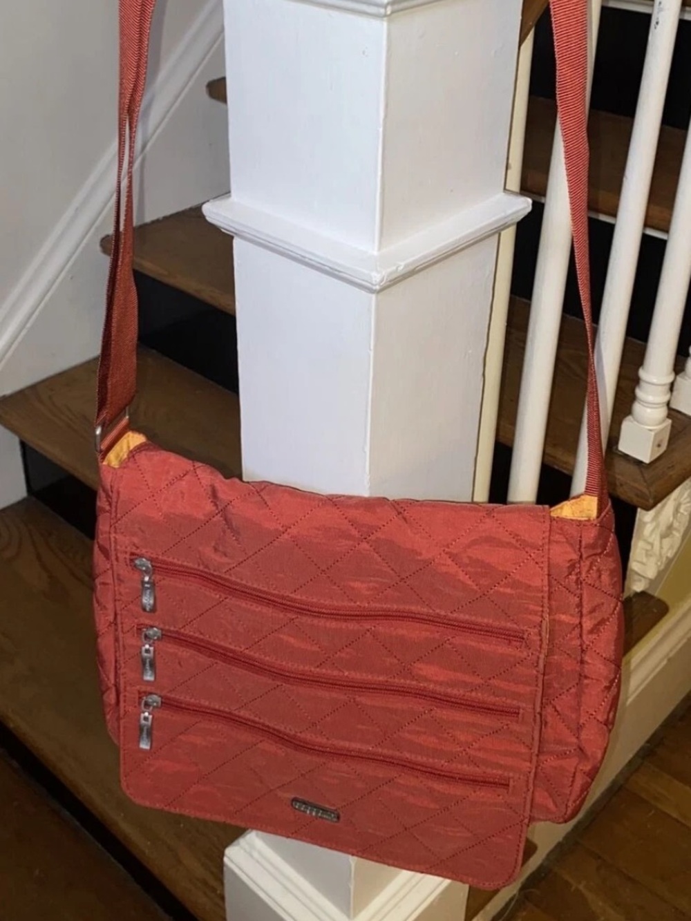 BAGGALLINI Orange Crossbody Messenger Bag Purse-Quilted-Adjustable Strap